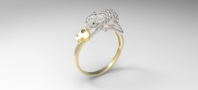 Mouse Ring with Stones 3D print model
