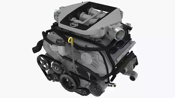 Nissan GTR 2010 VR38DETT engine Low-poly 3D model