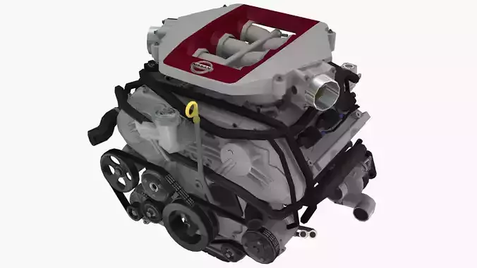 Nissan GTR 2017 Premium VR38DETT engine Low-poly 3D model