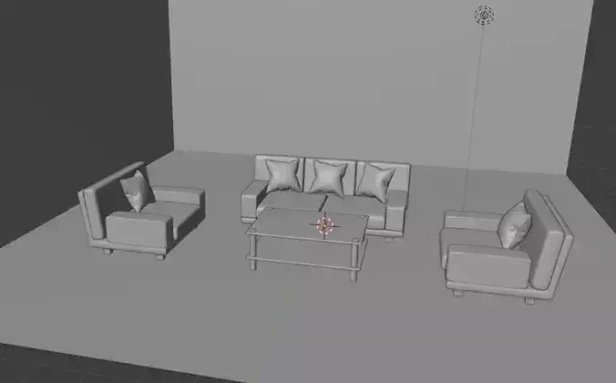 Sofa Set 3D Model living room with furniture