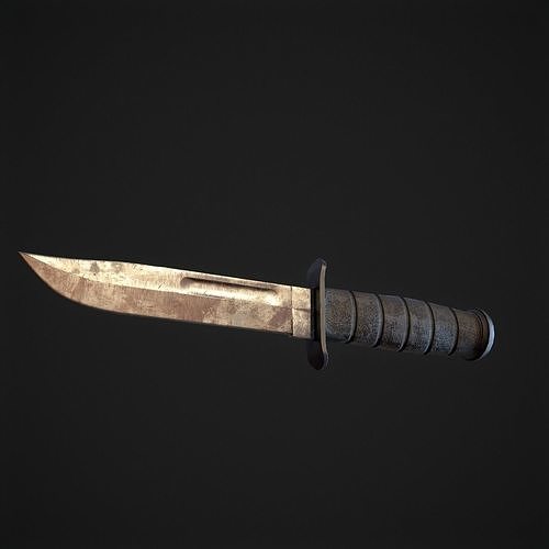 Lowpoly Kabar Knife 3D printable Low-poly 3D model