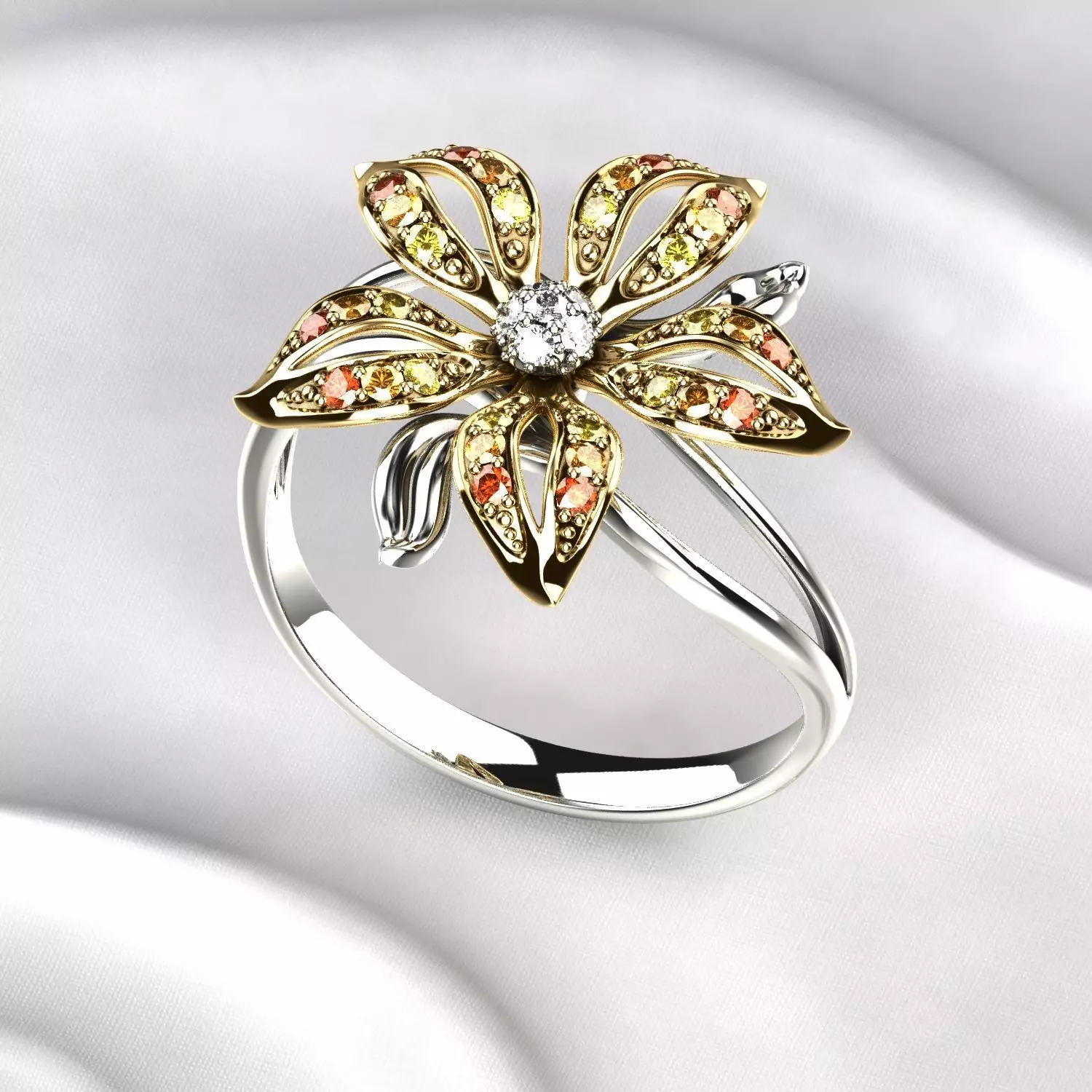 Flower Golden Ring 3D print model_0