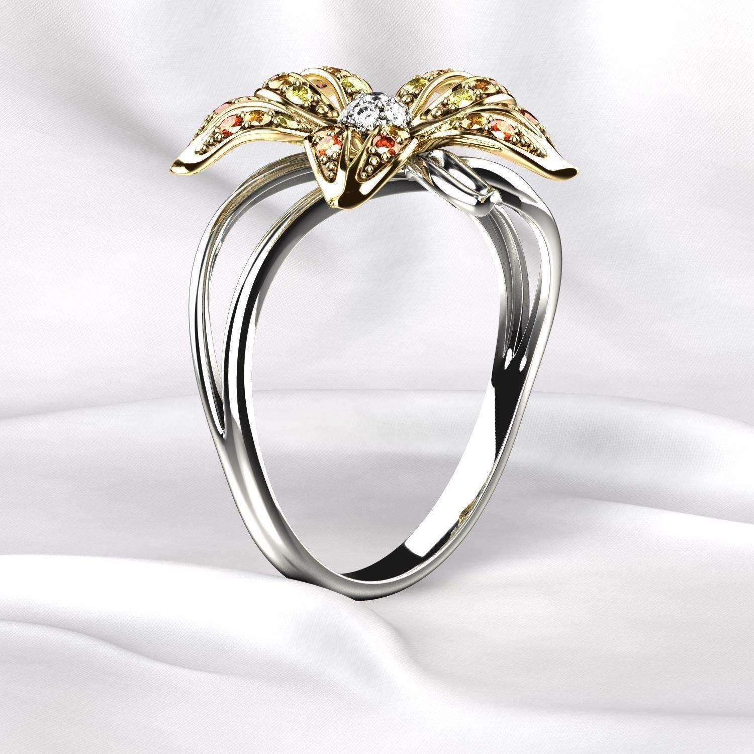 Flower Golden Ring 3D print model_11