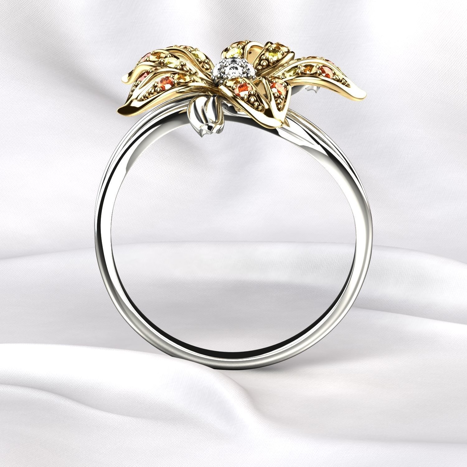 Flower Golden Ring 3D print model_10