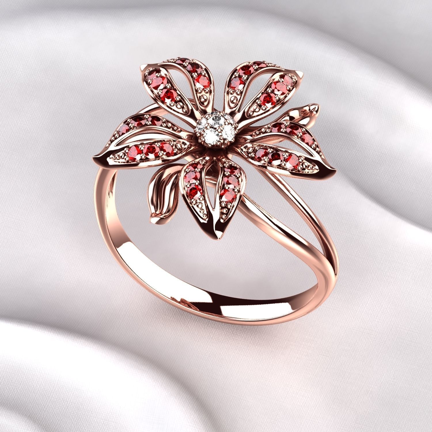 Flower Golden Ring 3D print model_4