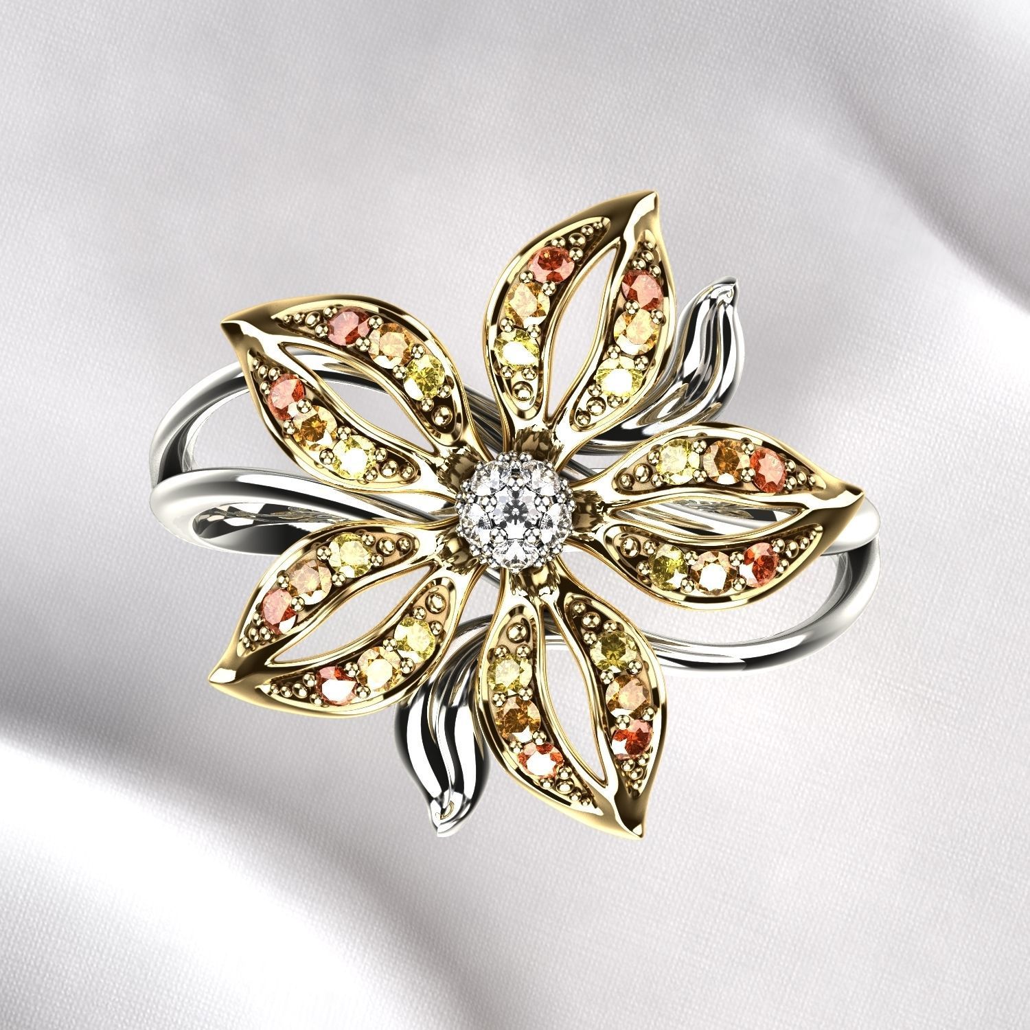 Flower Golden Ring 3D print model_8