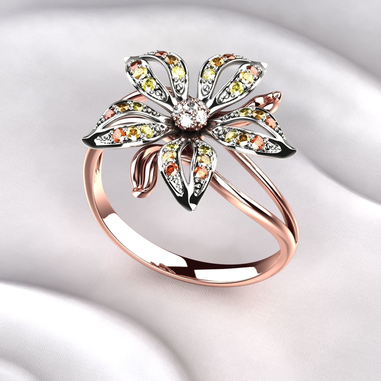 Flower Golden Ring 3D print model_2