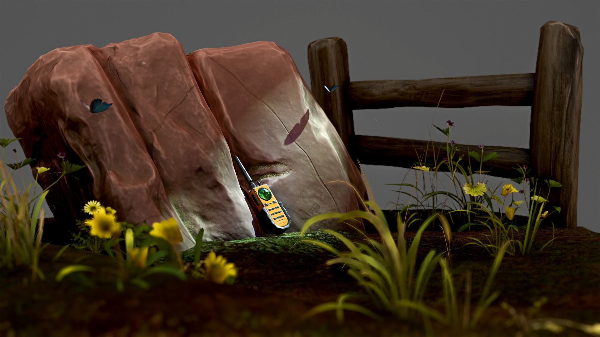 Rock Environment Diorama Low-poly 3D model_3