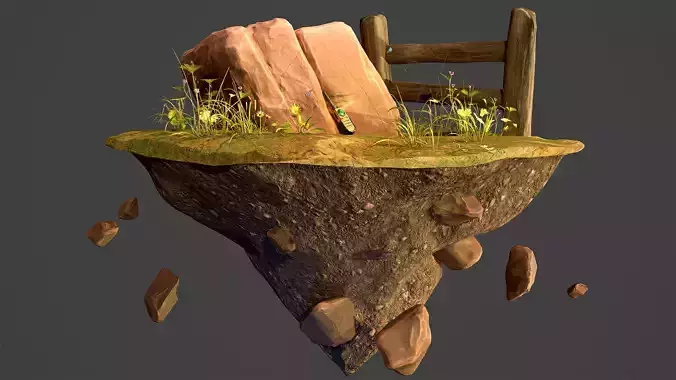 Rock Environment Diorama Low-poly 3D model