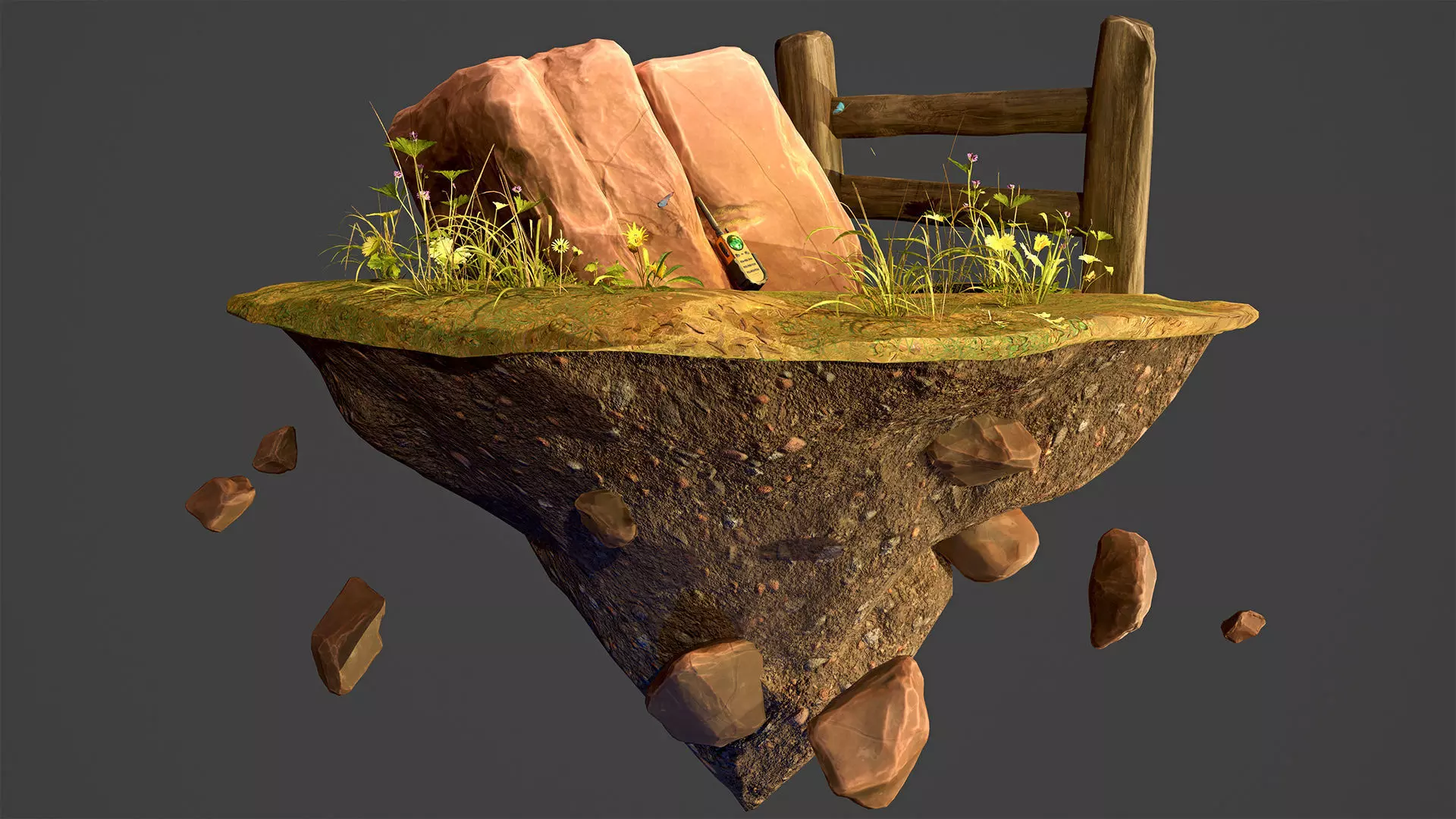 Rock Environment Diorama Low-poly 3D model_0