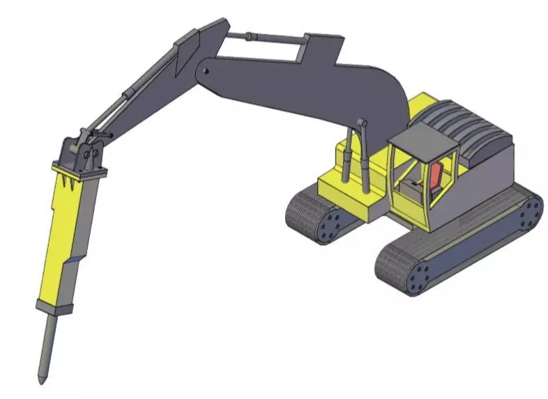 Backhoe hammer 3D print model_0