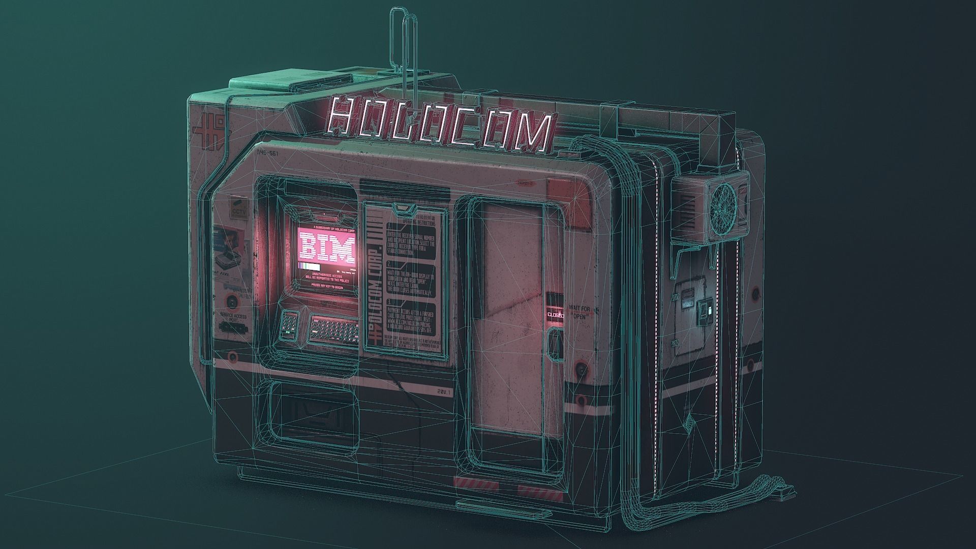 Cyberpunk Holocom Booth Low-poly 3D model_5