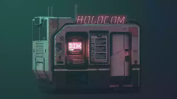 Cyberpunk Holocom Booth Low-poly 3D model