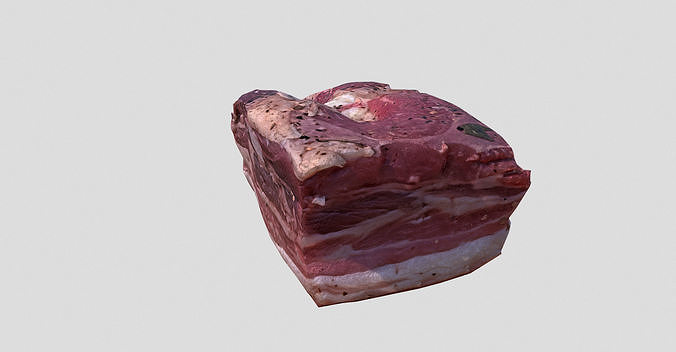 smoked and salted Pork meat - salo  Low-poly 3D model 3