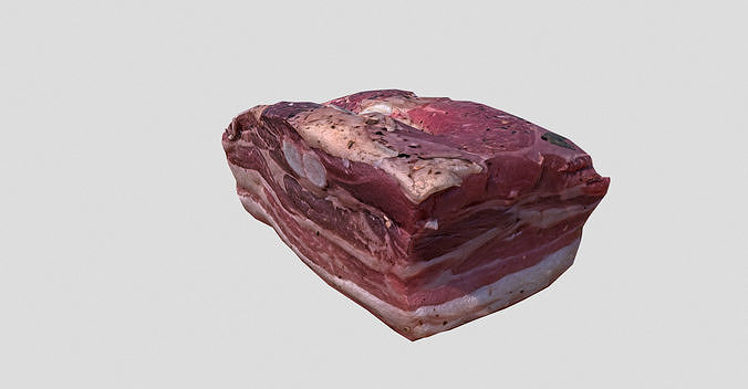smoked and salted Pork meat - salo  Low-poly 3D model 2