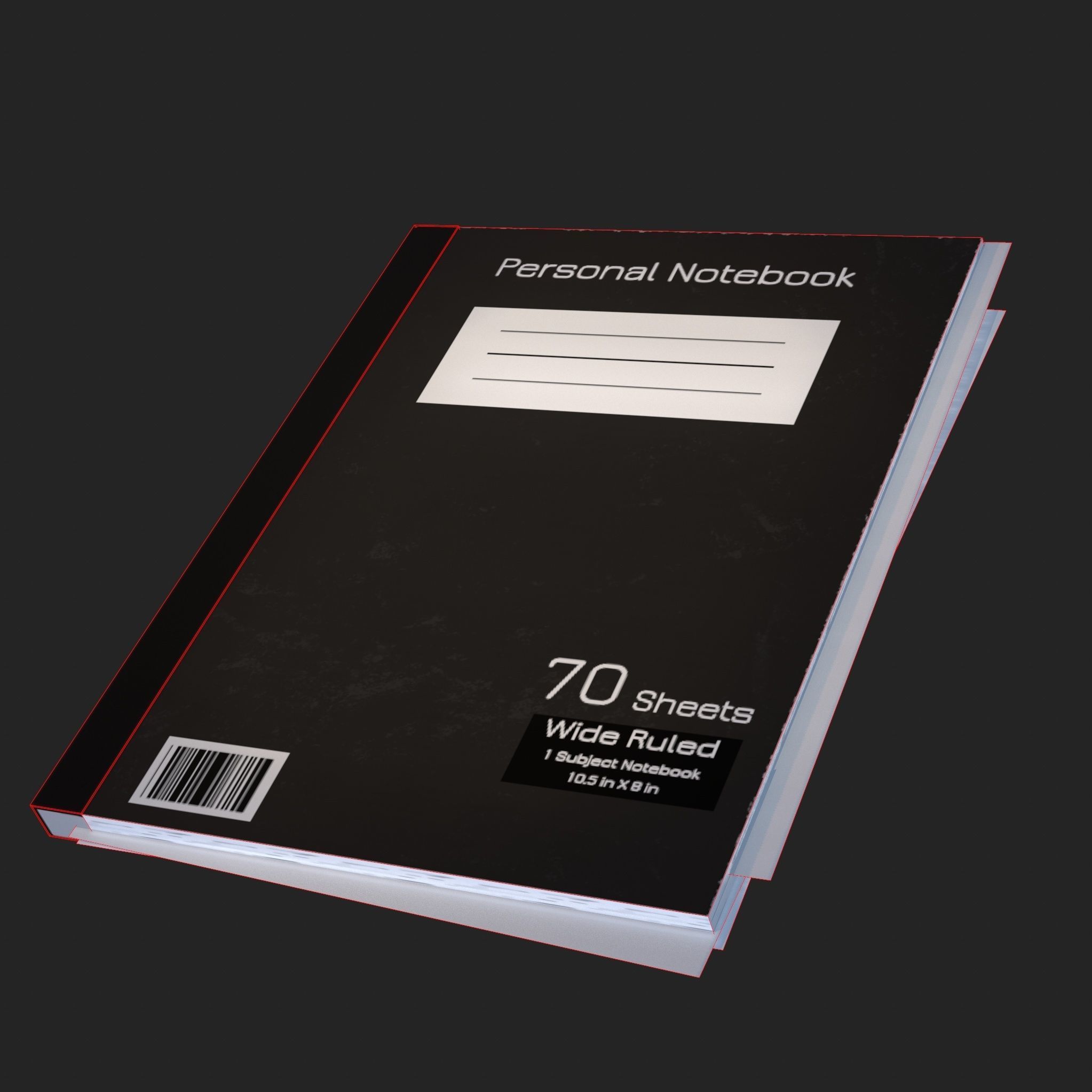 Realistic Personal Notebook lowpoly Low-poly 3D model_5
