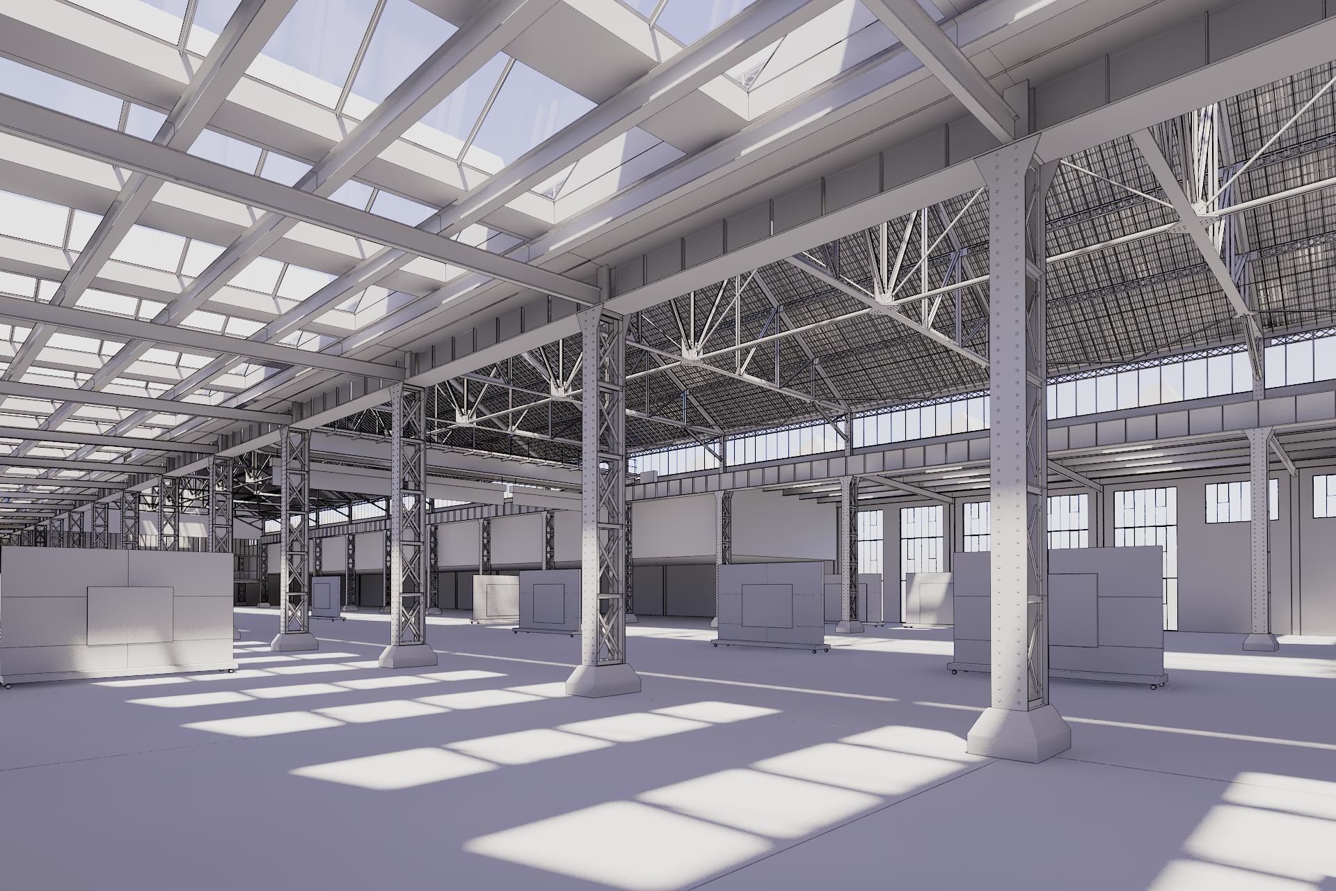 Art Gallery in Vintage Warehouse 3D model_7