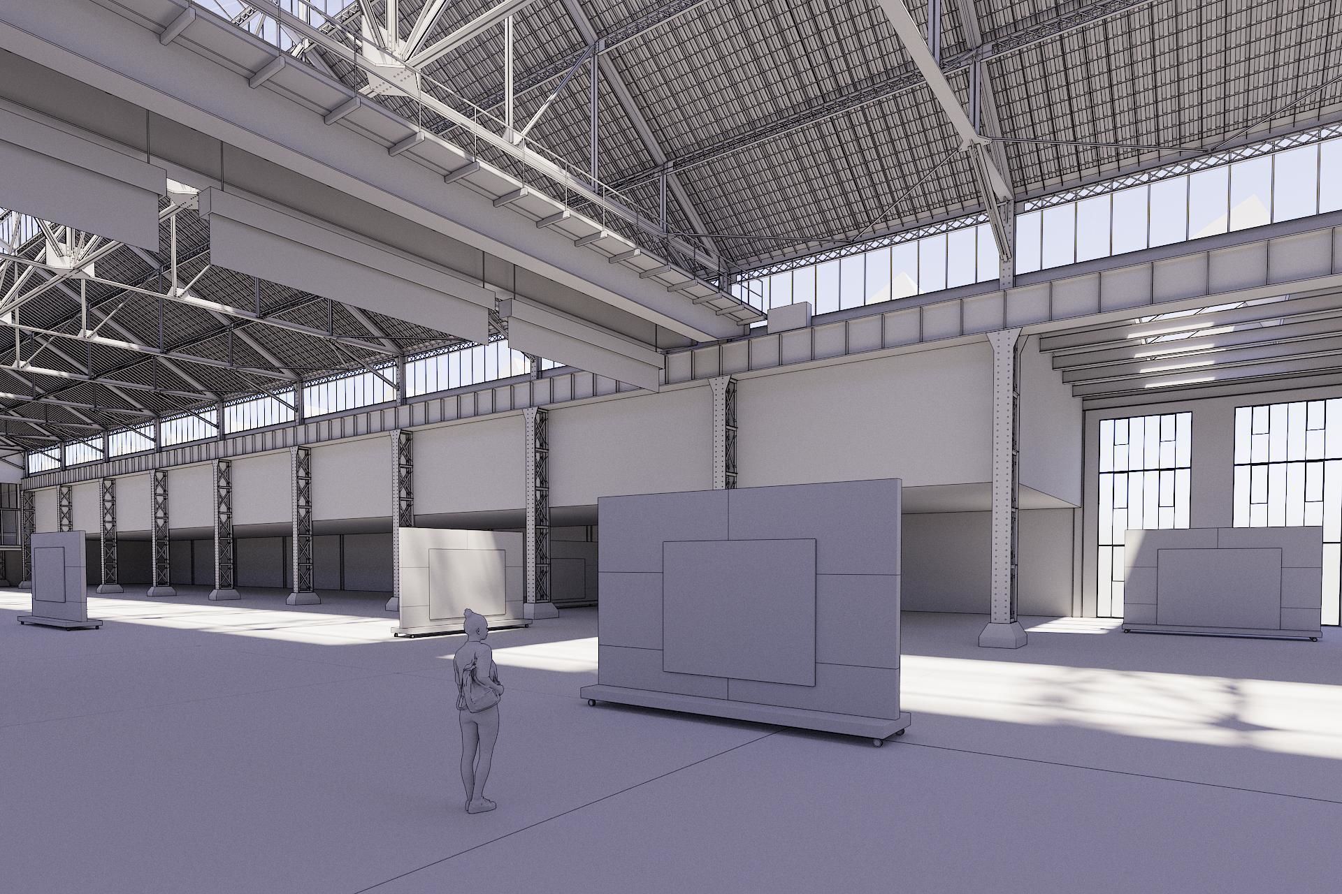 Art Gallery in Vintage Warehouse 3D model_4