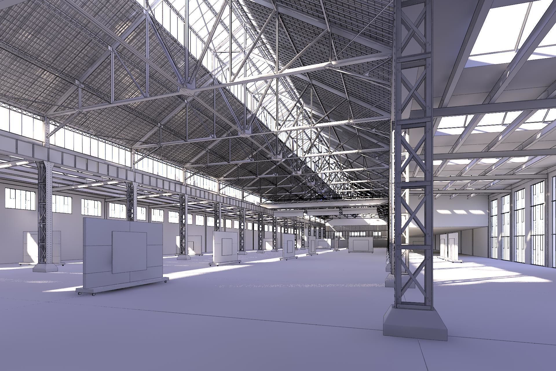 Art Gallery in Vintage Warehouse 3D model_5