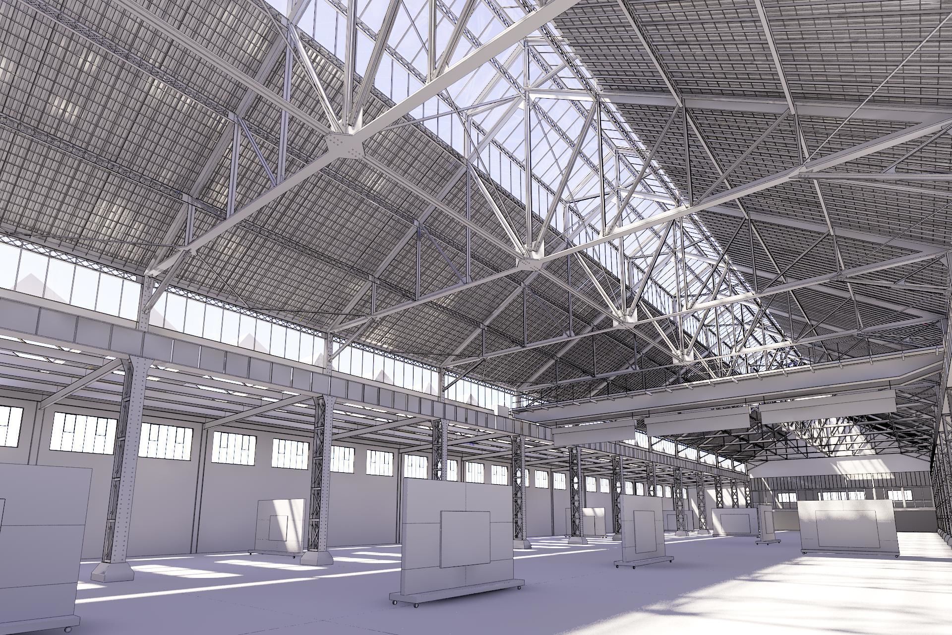 Art Gallery in Vintage Warehouse 3D model_6