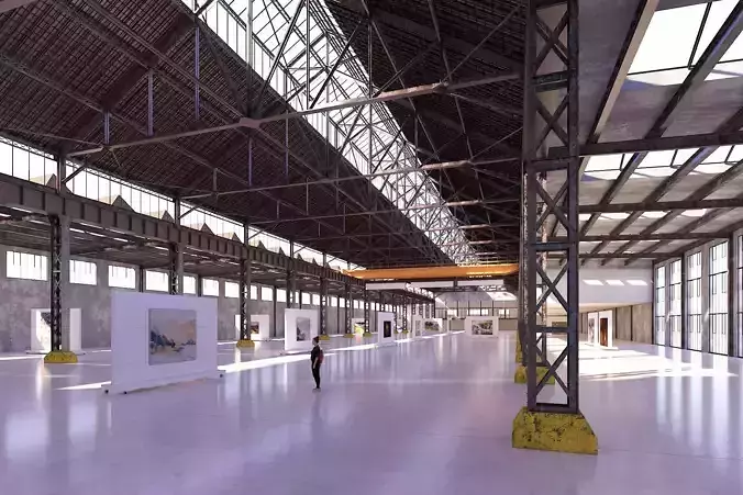 Art Gallery in Vintage Warehouse 3D model