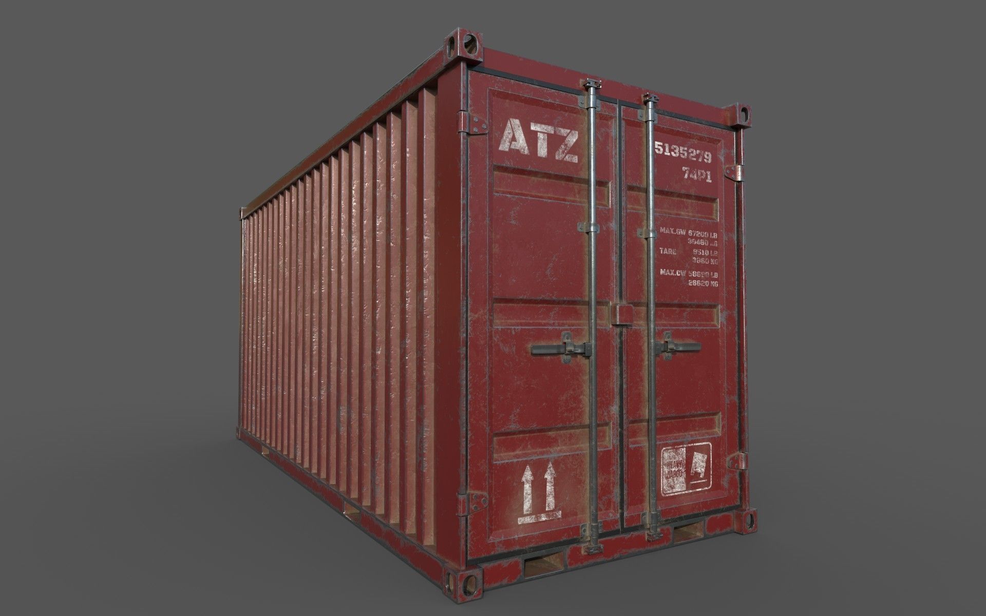 Claret Shipping Container PBR Low-Poly 3D Game Ready Model Low-poly 3D model_12