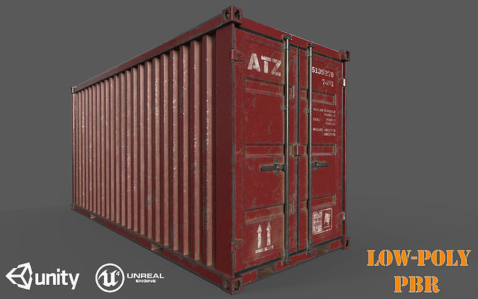 Claret Shipping Container PBR Low-Poly 3D Game Ready Model Low-poly 3D model