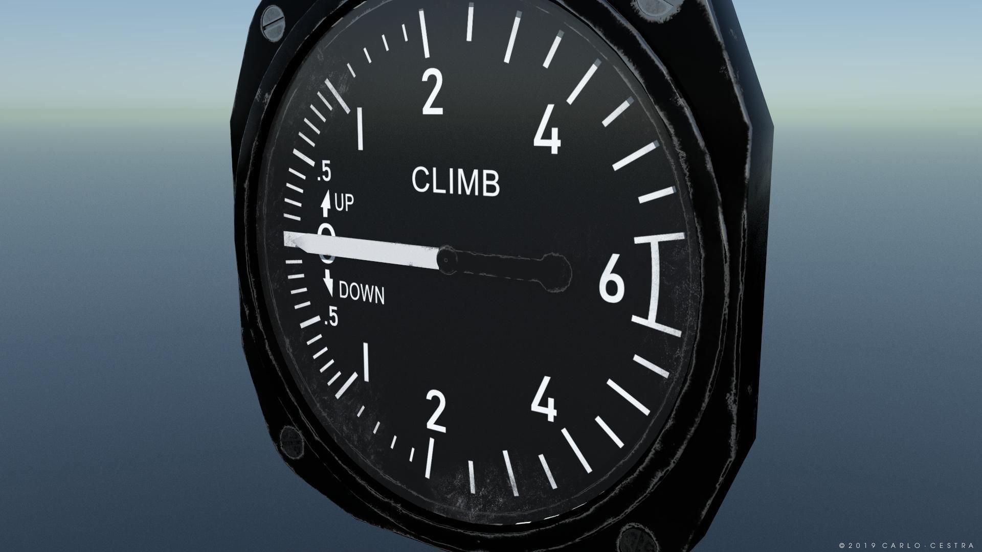 US RATE OF CLIMB INDICATOR Low-poly 3D model_3