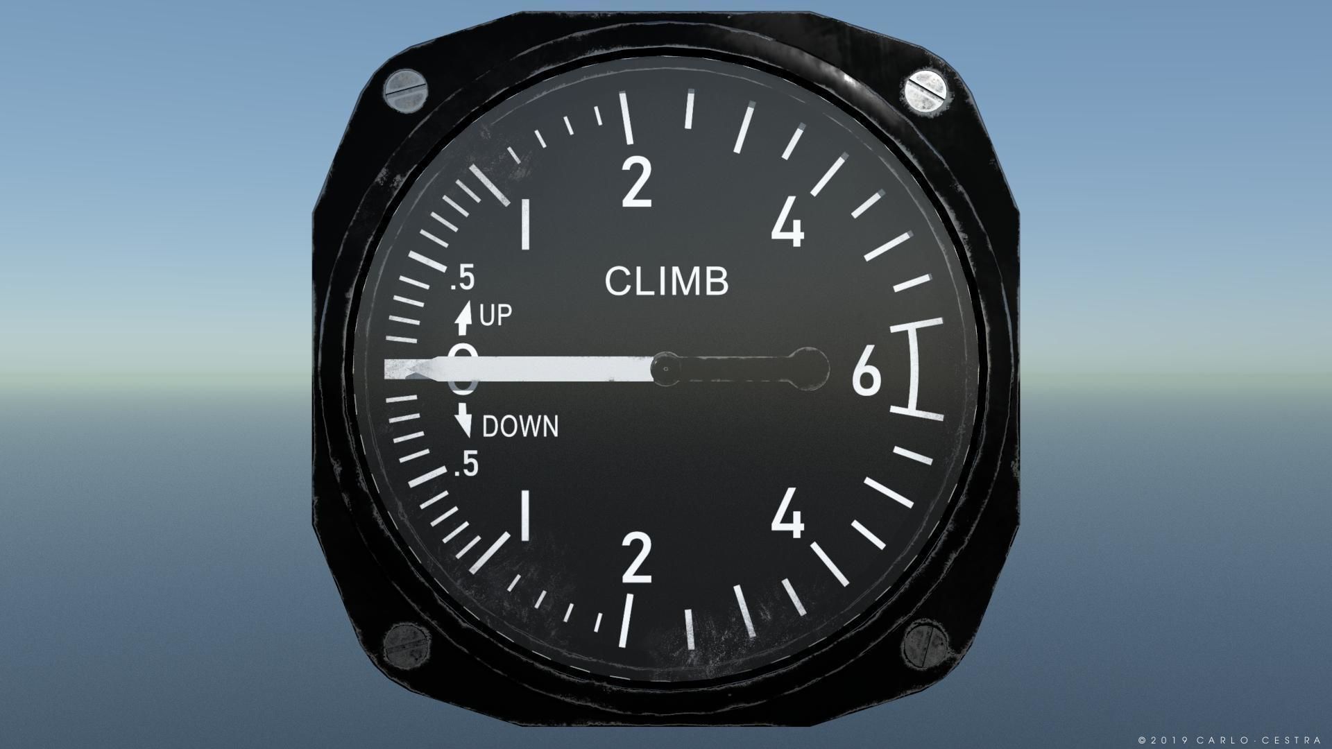 US RATE OF CLIMB INDICATOR Low-poly 3D model_4