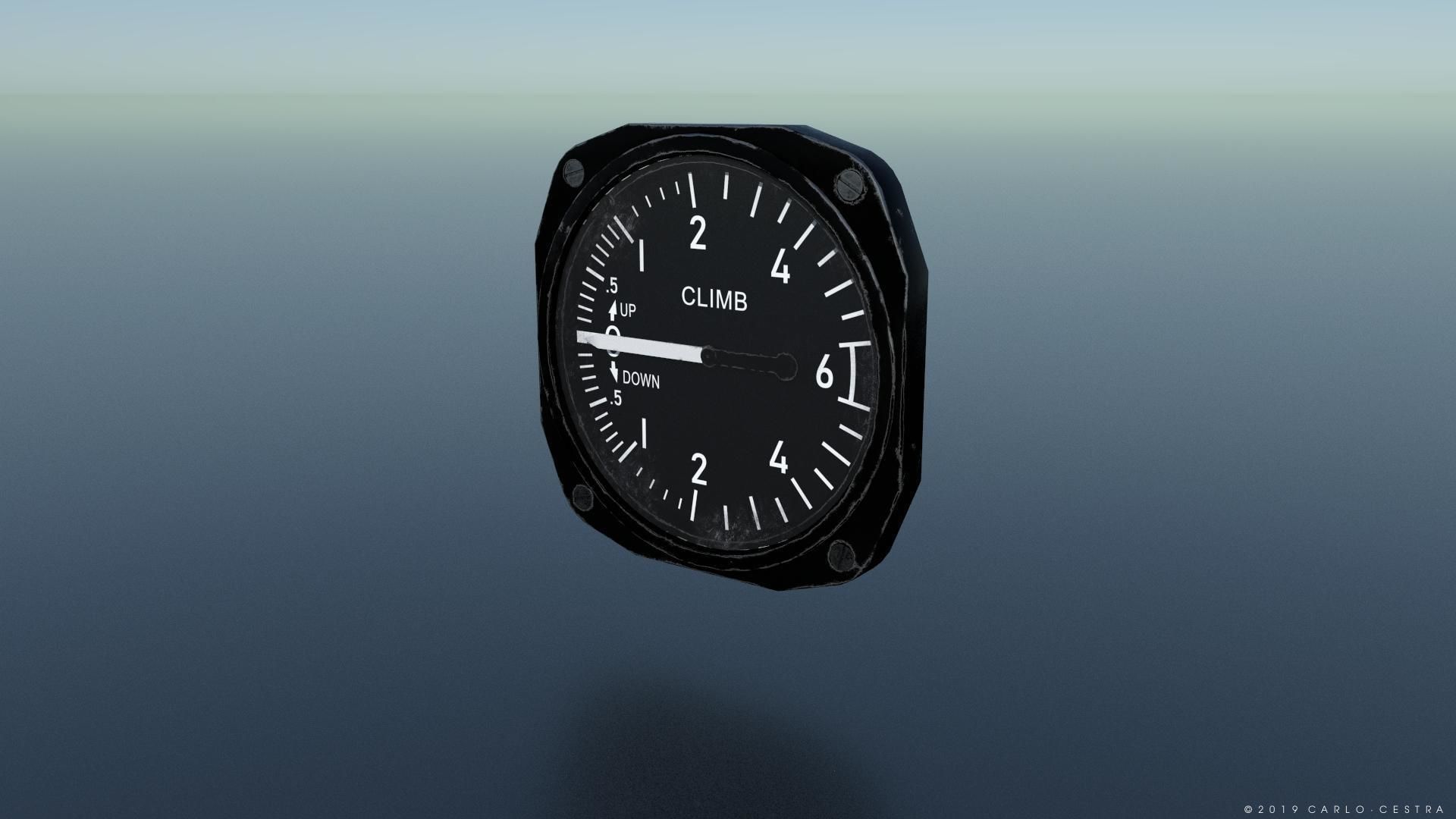 US RATE OF CLIMB INDICATOR Low-poly 3D model_1