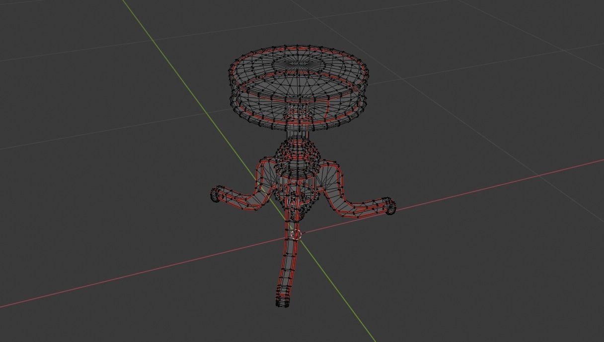 Victorian Piano Stool Low-poly 3D model_9