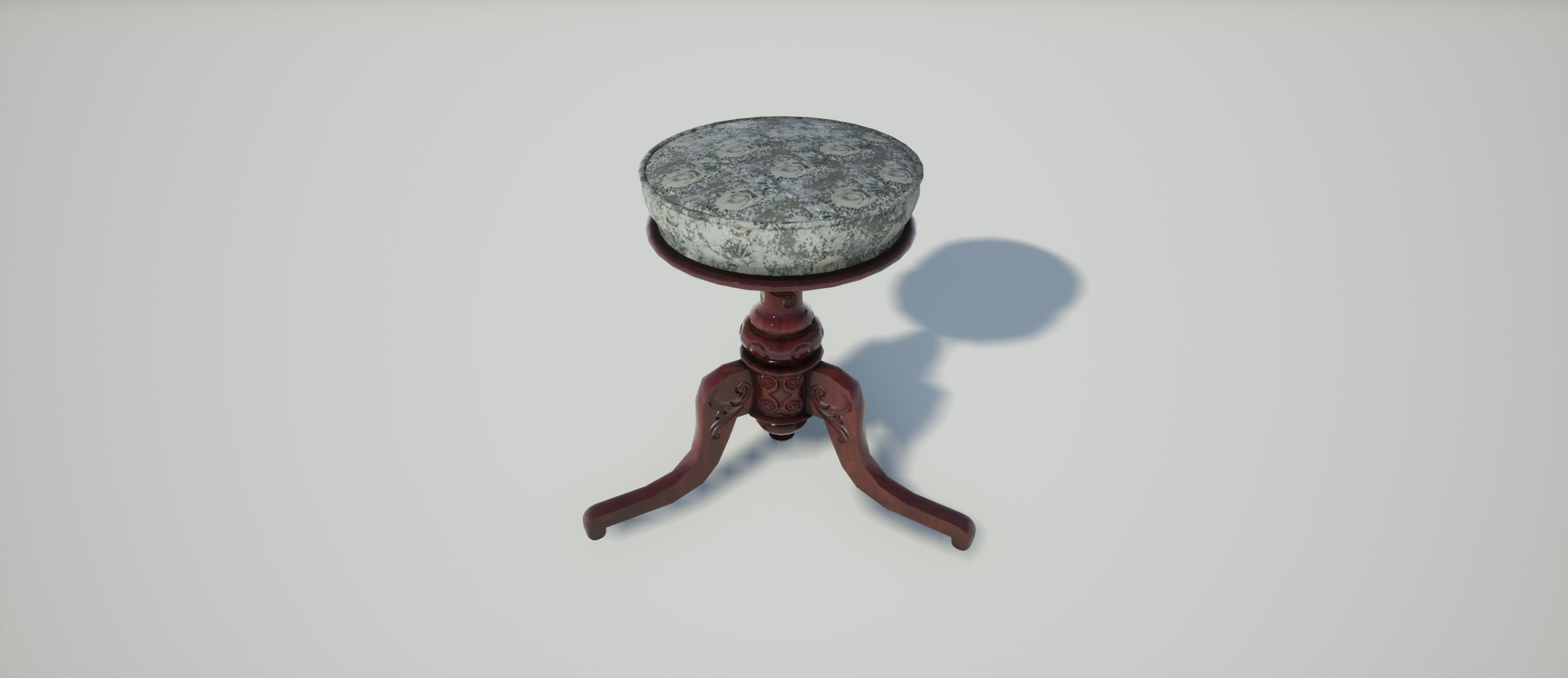 Victorian Piano Stool Low-poly 3D model_4