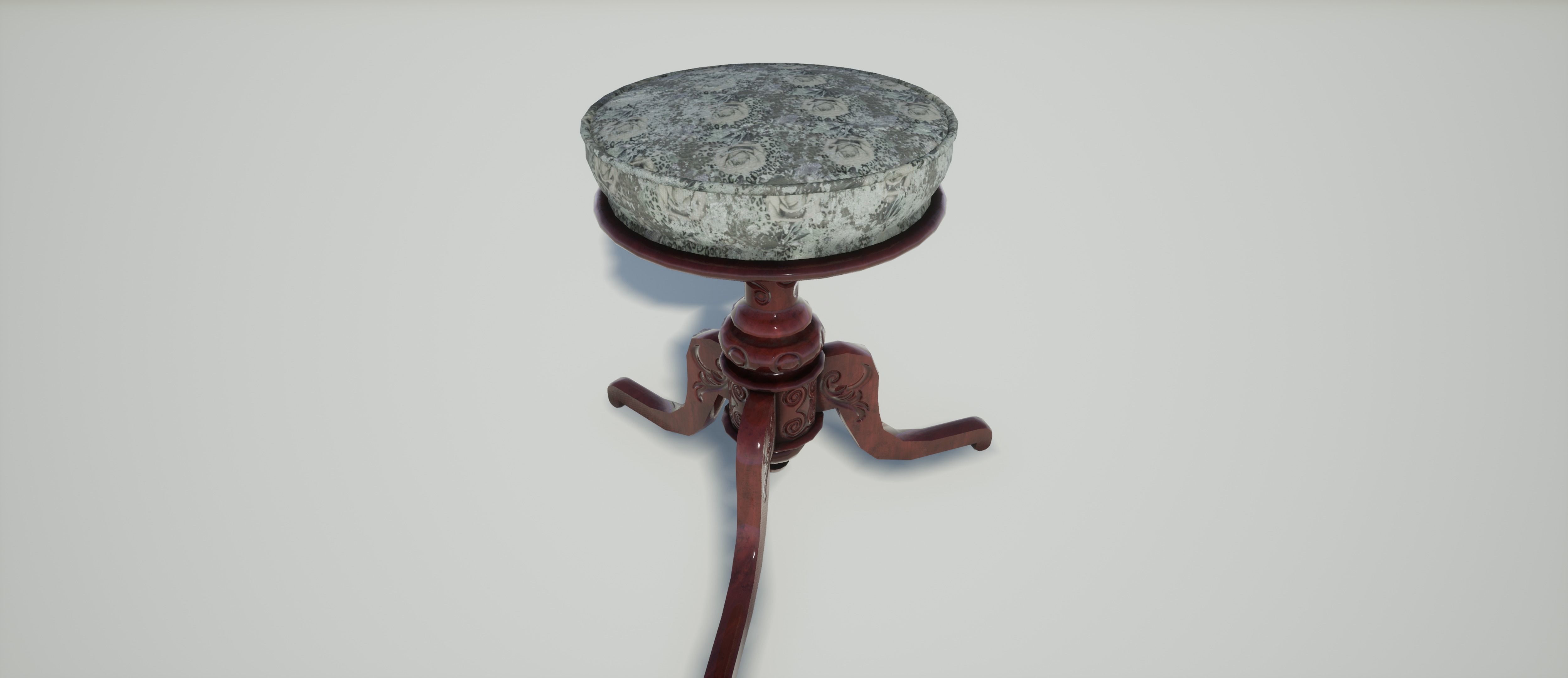 Victorian Piano Stool Low-poly 3D model_3