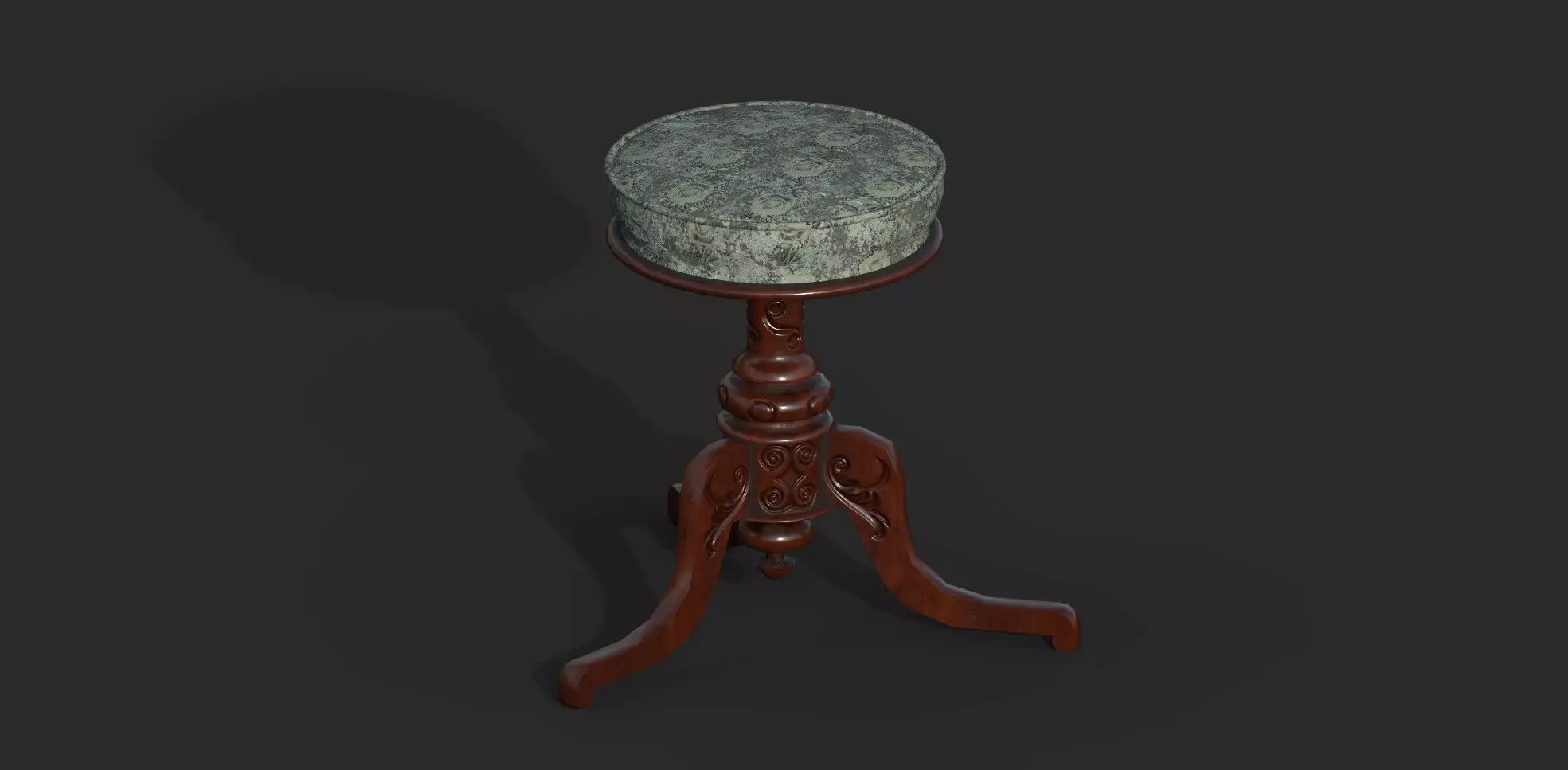 Victorian Piano Stool Low-poly 3D model_0