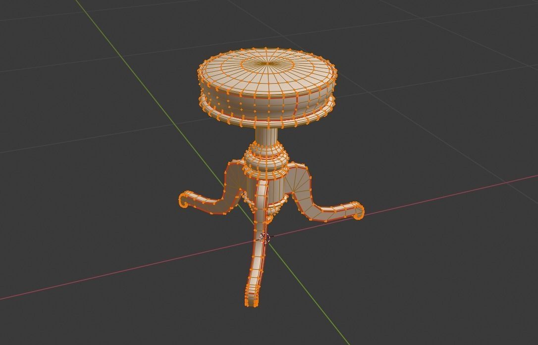 Victorian Piano Stool Low-poly 3D model_8