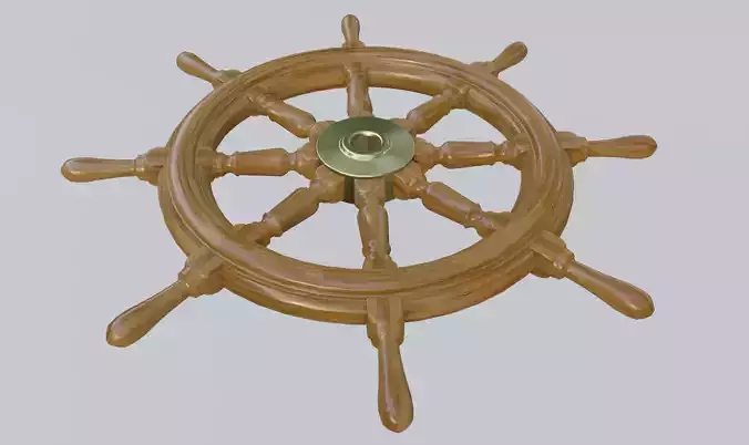 ship wooden steering wheel with pbr textures