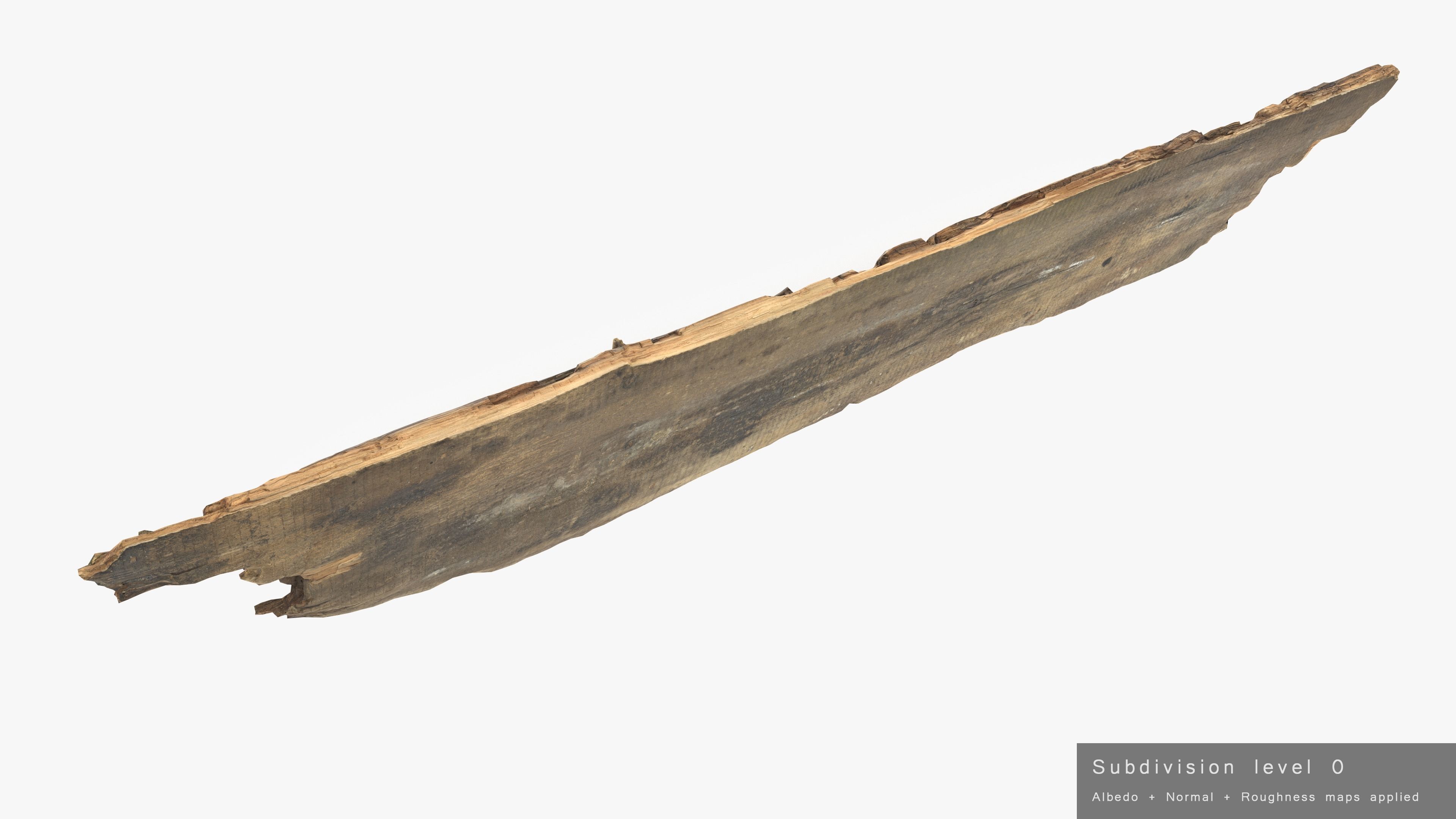 Rotten Plank Mossy Low-poly 3D model_23