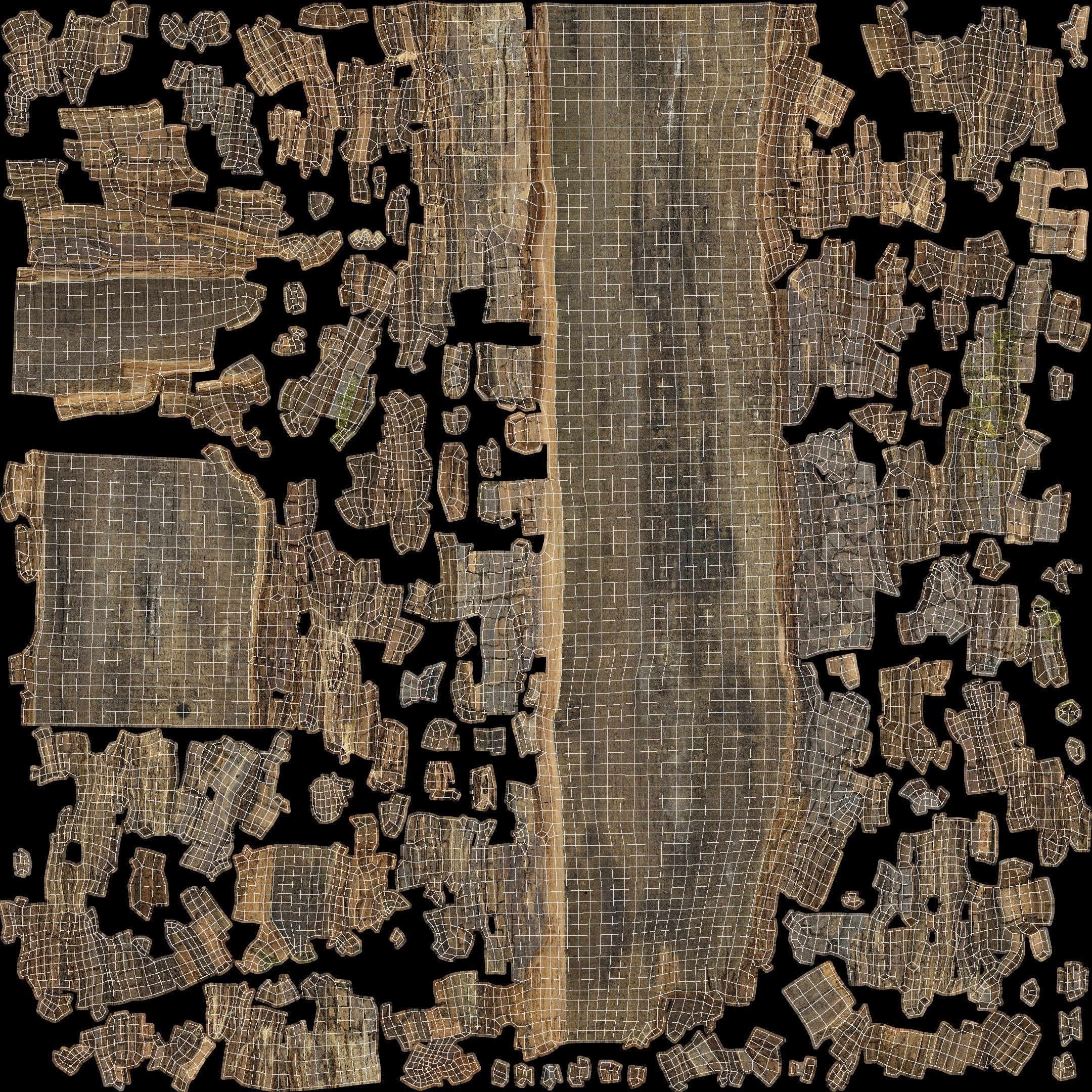 Rotten Plank Mossy Low-poly 3D model_29