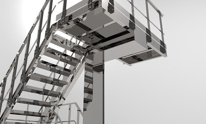 Three-level staircase Low-poly 3D model