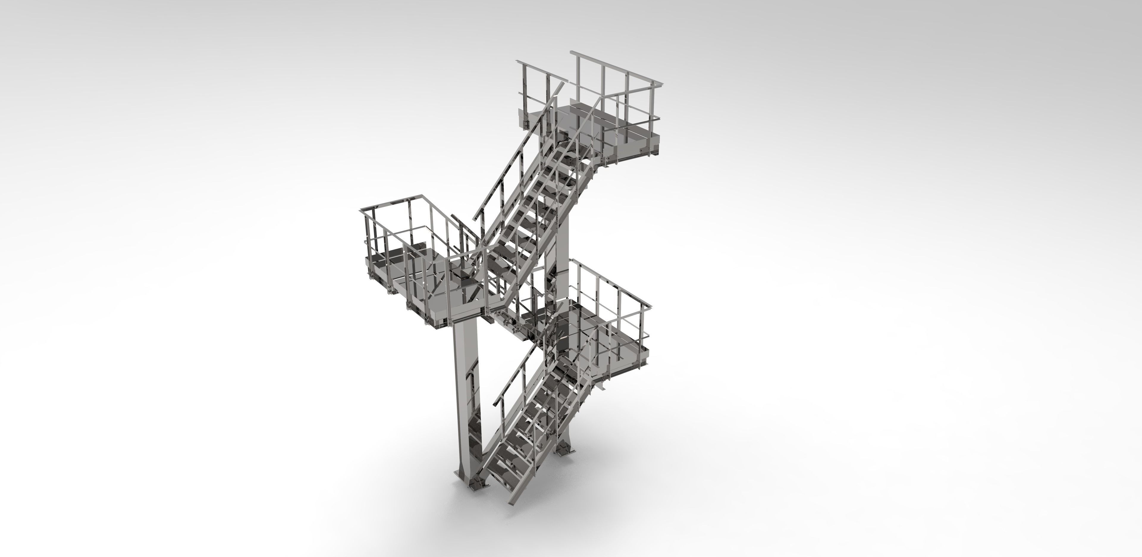 Three-level staircase Low-poly 3D model_5