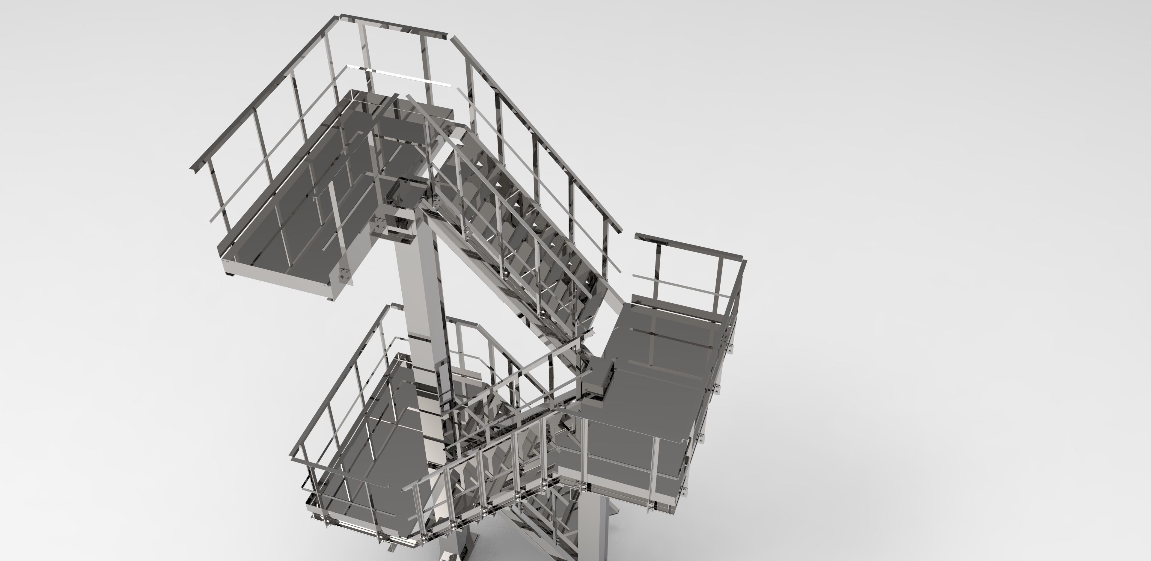 Three-level staircase Low-poly 3D model_8