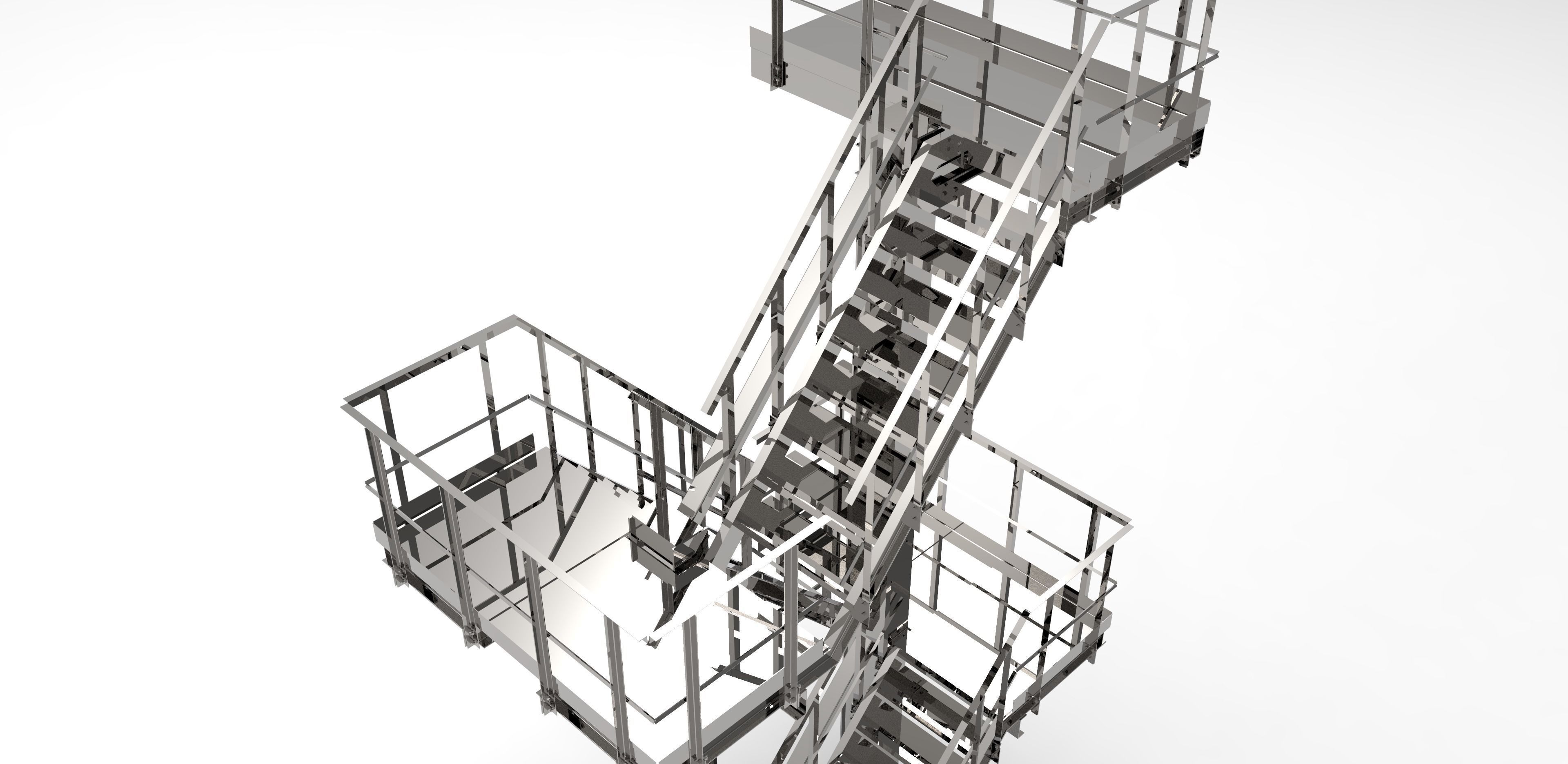 Three-level staircase Low-poly 3D model_6