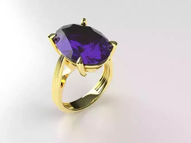 one gem oval ring