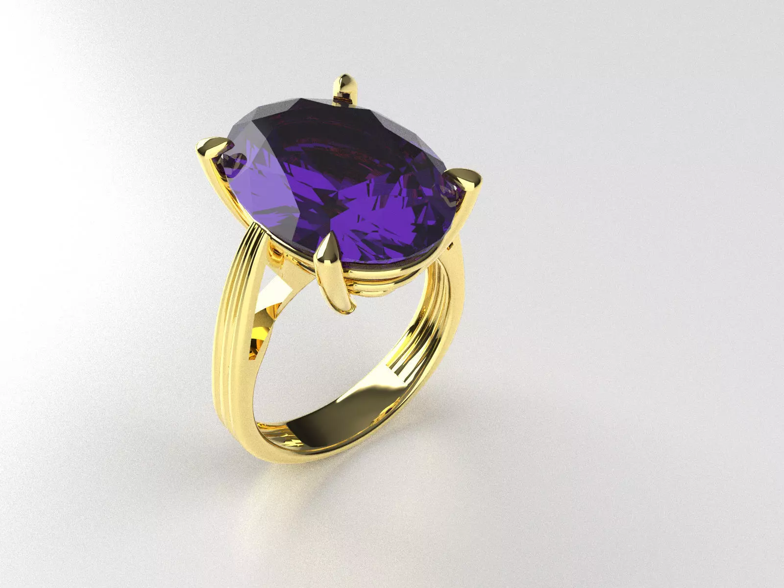 one gem oval ring 3D print model