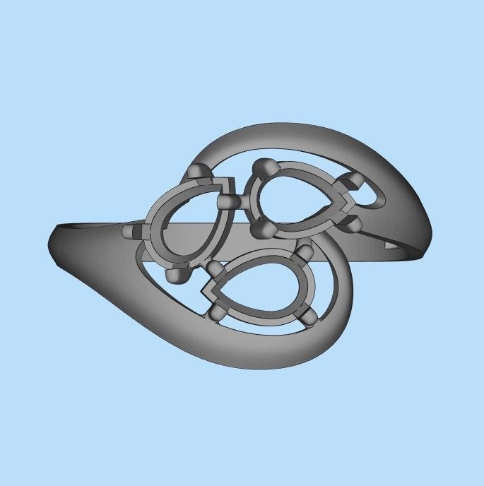 Women Ring with gems 3dm stl 3D print model 3D print model_38