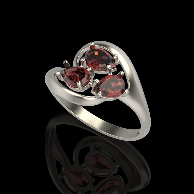 Women Ring with gems 3dm stl 3D print model 3D print model_8