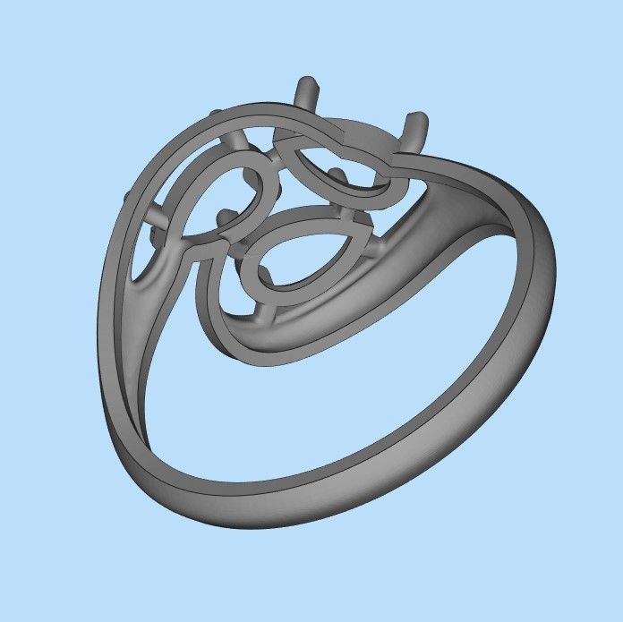 Women Ring with gems 3dm stl 3D print model 3D print model_37