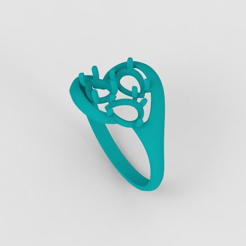 Women Ring with gems 3dm stl 3D print model 3D print model_24