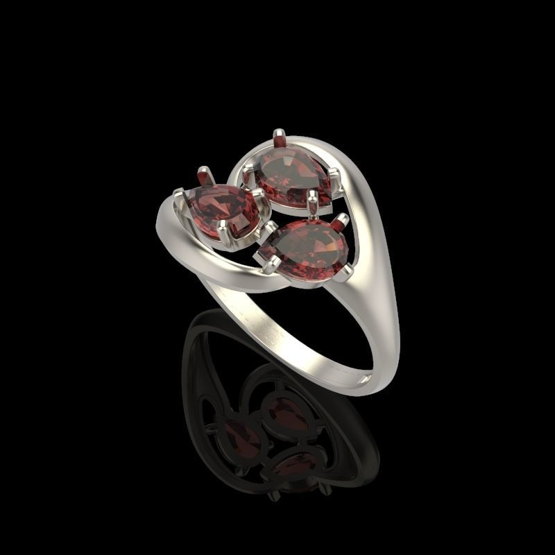 Women Ring with gems 3dm stl 3D print model 3D print model_5