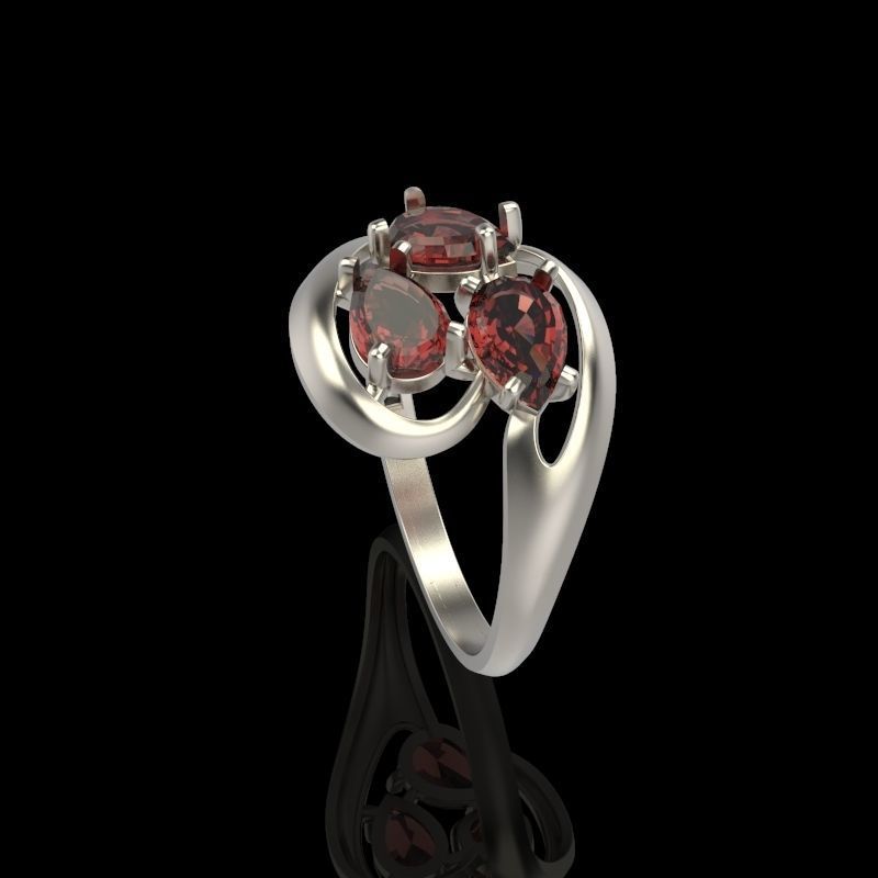 Women Ring with gems 3dm stl 3D print model 3D print model_2